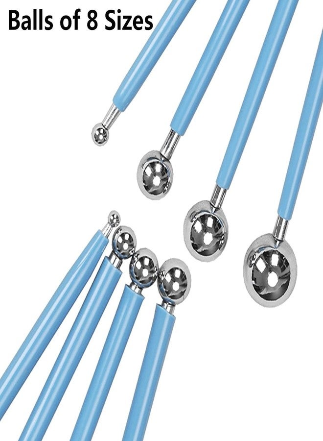 URBAN BOX Modelling Ball Tools Stainless Steel Double-end Balls Sculpting Tools with Plastic Carving Double Heads Pottery Clay Ceramic Polymer Tool(Set of 8 Modelling Tool & 4 Ball Tool) - Image 5